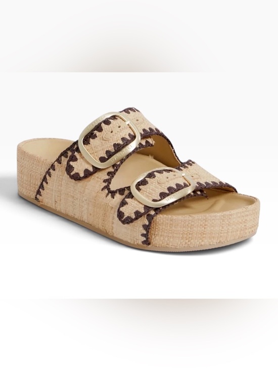 Loeffler Randall Shoes - NEW LOEFFLER RANDALL Natural and Dark Brown Straw Theo Two Band Sandal Sz 7